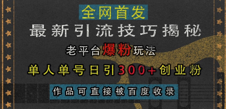最新引流技巧揭秘，单人单号日引300+创业粉-时课网