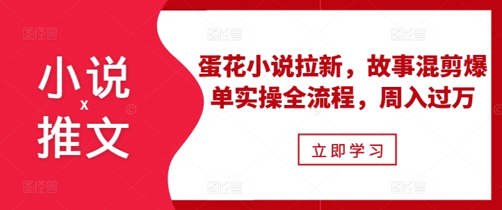 小说推文之蛋花小说拉新，故事混剪爆单实操全流程，周入过万-时课网
