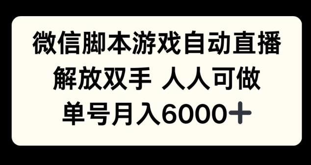 微信脚本游戏自动直播，解放双手 人人可做，单号月入6k-时课网