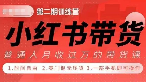 小Red书带货42天训练营 2.0版，宝妈+自由职+上班族+大学生，提高副业收入的大红利项目-时课网