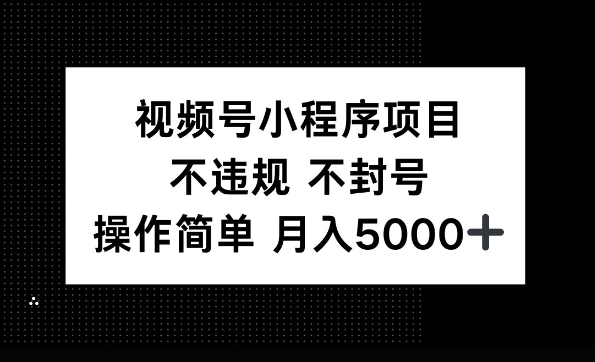 视频号小程序项目，不违规不封号，操作简单 月入500