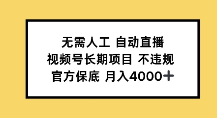 无需人工自动直播，视频号长期项目不违规，官方保底月入4000左右-时课网