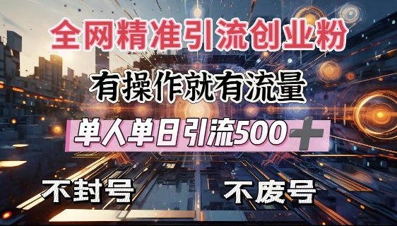 全网独家引流创业粉，有操作就有流量，单人单日引流500+，不封号、不费号-时课网