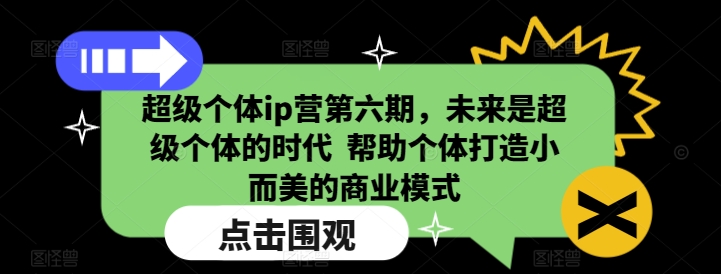 超级个体ip营第六期，未来是超级个体的时代  帮助个体打造小而美的商业模式-时课网