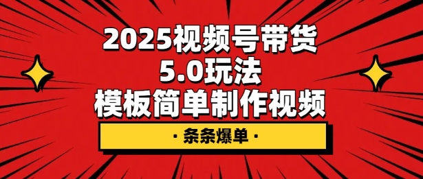 2025视频号带货5.0玩法，模板简单制作视频，条条爆单-时课网