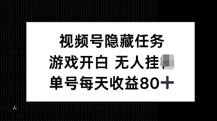 视频号隐藏任务，游戏开白无人挂JI，单号每天收益80+-时课网