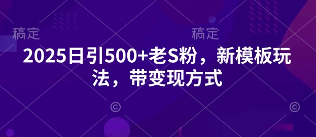 2025日引500+老S粉，新模板玩法，带变现方式-时课网