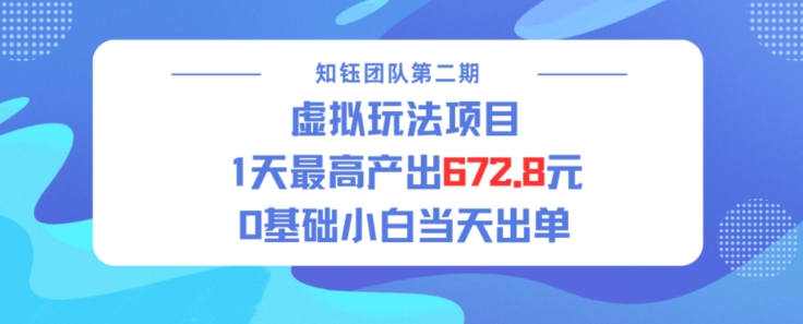 虚拟玩法项目 1天最高产出672.8，0基础小白当天出单-时课网