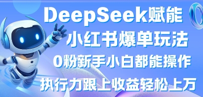 DeepSeek赋能小红书爆单玩法0粉新手小白都能操作，执行力跟上收益轻松上W，懒人勿做-时课网