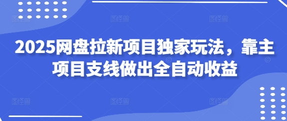 2025网盘拉新项目独家玩法，靠主项目支线做出全自动收益-时课网